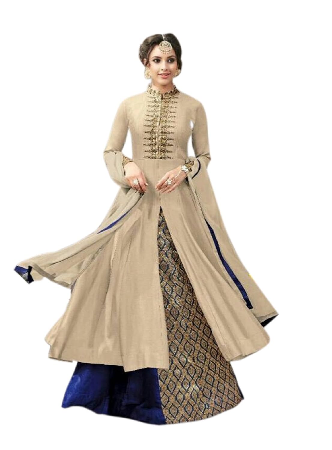 aika women's anarkali indo western suit cotton fabric with embroidery work