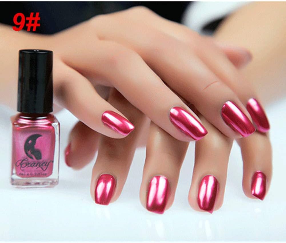 Glamour 6ml Metallic Chrome Mirror Effect Manicure Tool Nail Art Polish Varnish Sticker - #9 Mirror Red