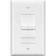 LIDER Combination Dual Dimmer Light Switch Control, 2 Sliding Light Controls, Single Pole, 400W CFL/LED, 600W Incandescent/Halogen Dual Loads Total, Wall Plate Included, White