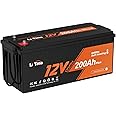 Litime 12V 200Ah Plus LiFePO4 Lithium Battery Self-Heating Low Temperature LiFePO4 Battery 2560Wh Usable Energy Built-in 200A BMS 4000-15000 Deep Cycles for RV Home Energy Storage and Off-Grid etc.