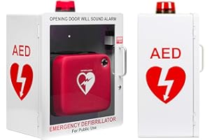 OVERDOSE KITS AED Defibrillator Wall Mount Cabinet | Optional Alarm & Lock | Durable Steel Frame | Fits Most Brands of AED's for Public Spaces or Home (White)(AED NOT Included)