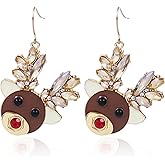 Christmas Earrings for Women Dainty Enamel Crystal Bell Elk Ice cream Santa Claus Dangle Christmas Earrings Xmas Jewelry Holiday Earring for Women