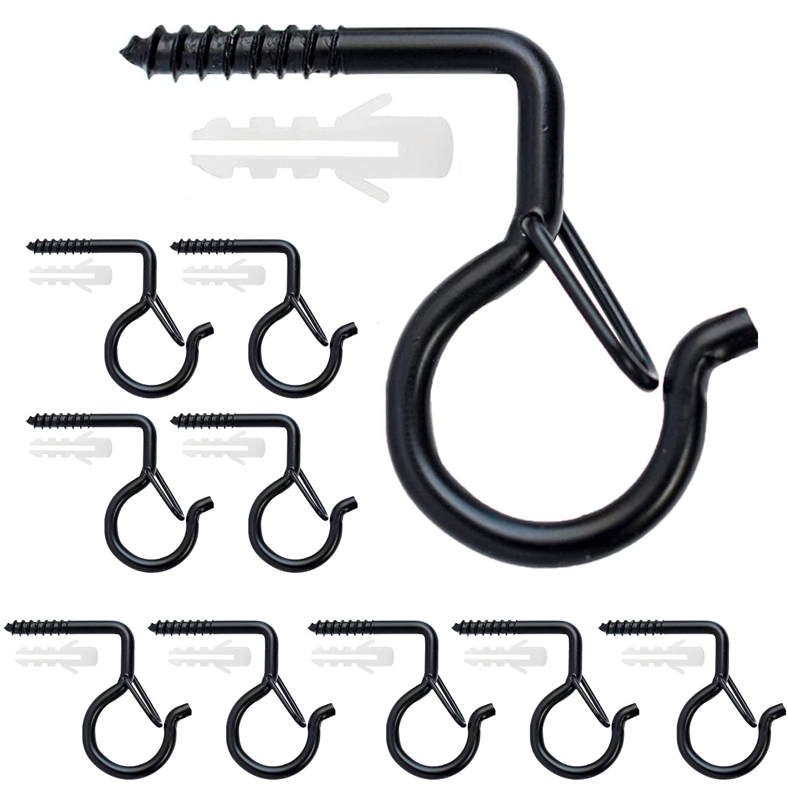 Anvin Q-Hanger Wall Mount Hanging Hooks Easy Release Screw Wire Wall Plant Hooks Home Christmas Light Hook with Safety Buckle for String Lights Plant Bracket New Year Party Outside Decoration