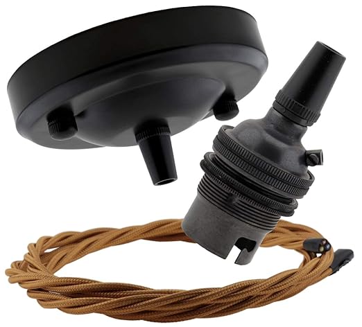 Ceiling Pendant Kit With Large Rose And B22 Lampholder In Matte