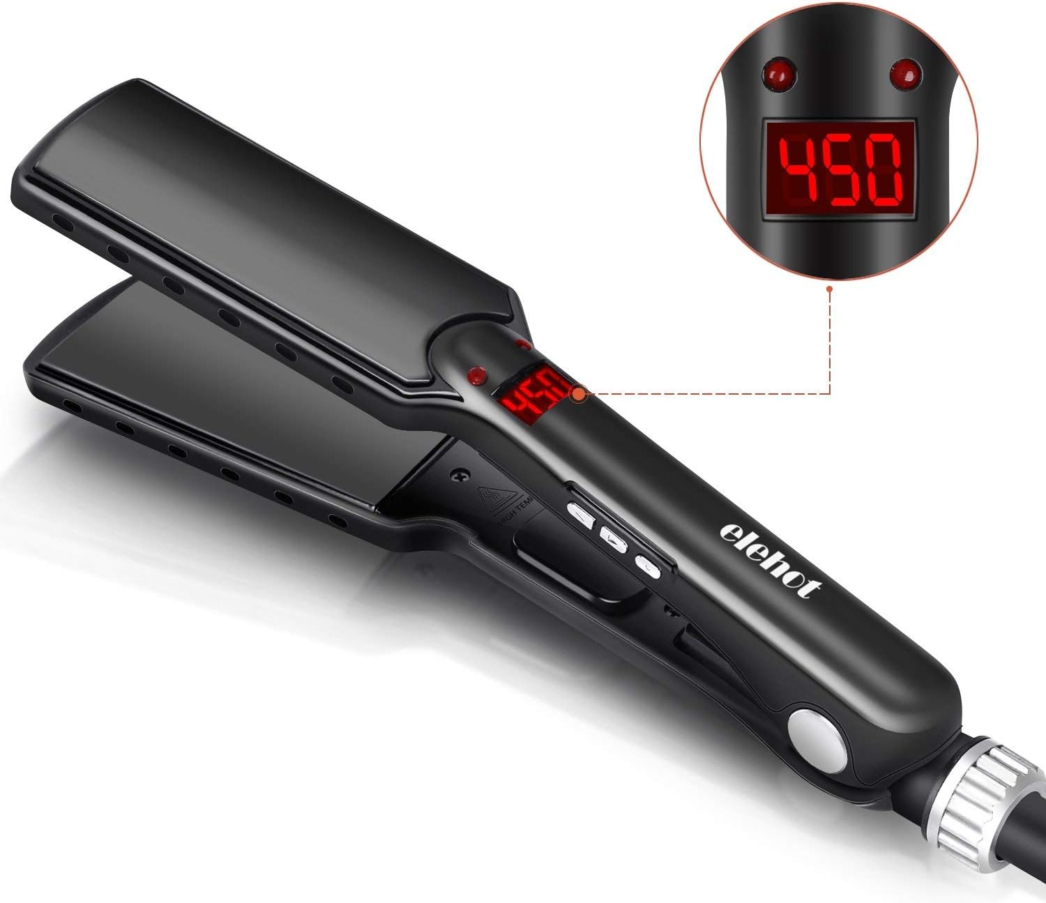 ELEHOT Hair Straightening Iron Professional Hair Straightener Flat Iron Ceramic Tourmaline with LCD Display and 180-450 ℉ Adjustable Temperature Control