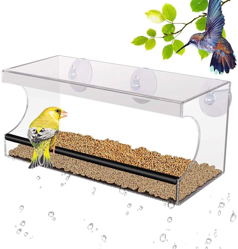 Ctlite Window Bird Feeder Acrylic Outdoor Bird Feeder Hanger