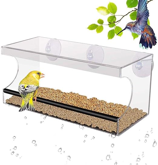 Ctlite Window Bird Feeder Acrylic Outdoor Bird Feeder Hanger