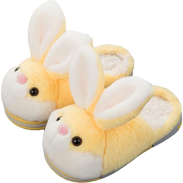 Linomo Cute Duck Slippers For Women - Yellow House Slipper Socks, Anti-Skid Sole, S- XL