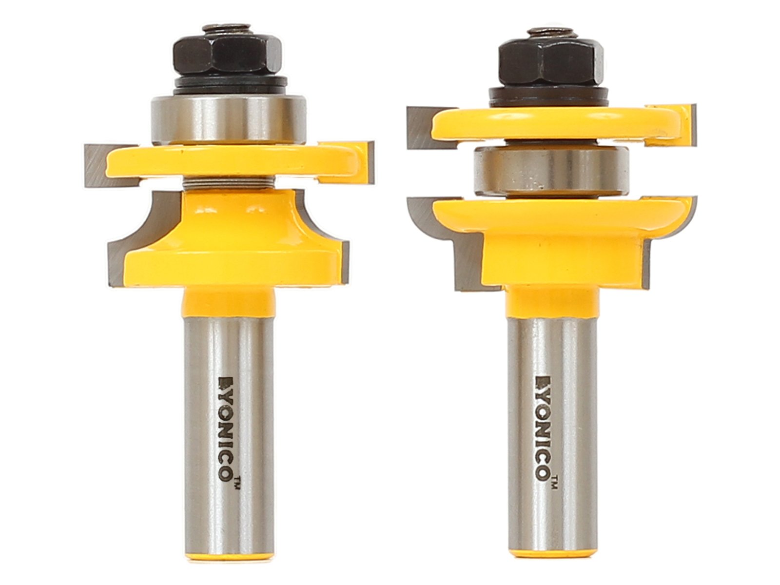 Yonico 12241-2 Bit Rail and Stile Router Bit Set, Round Over - Stock Size: 3/4" to 1" - 1/2" Shank — image 1