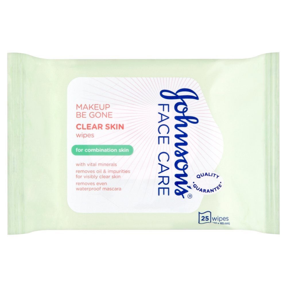 Johnson's Face Care Makeup Be Gone Clear Skin Wipes, 25 Wipes