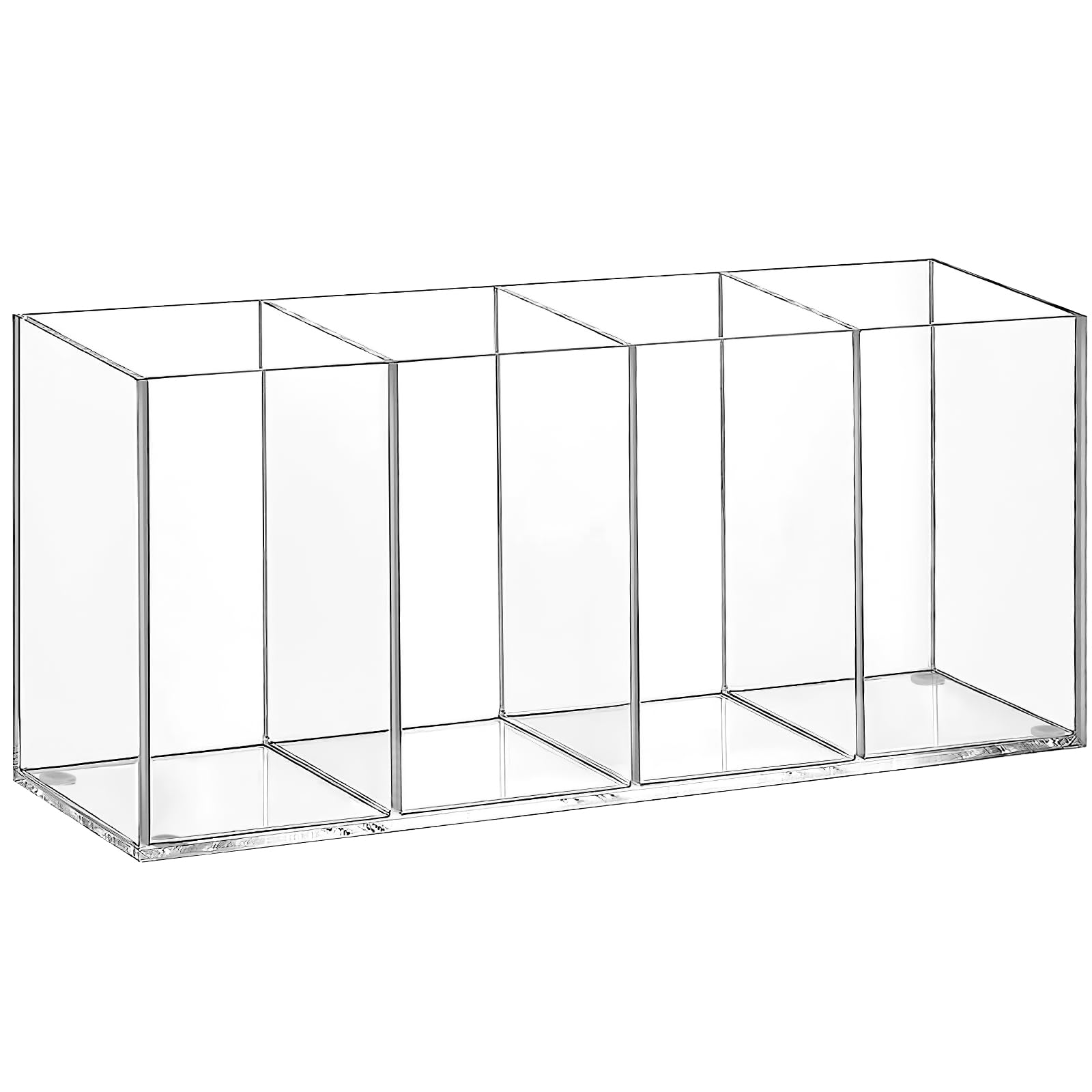 Top-spring Acrylic Pen Pencil Holder, 4 Compartments Clear Desk Organiser for Pens, Pencils, Makeup Brushes, Pen Pot for Classroom, Office,Stationary Organiser (Style D)