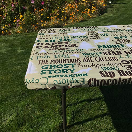 In the Breeze 8104 Rustic Camping 36 Inch x 96 Inch Fitted Tablecloth