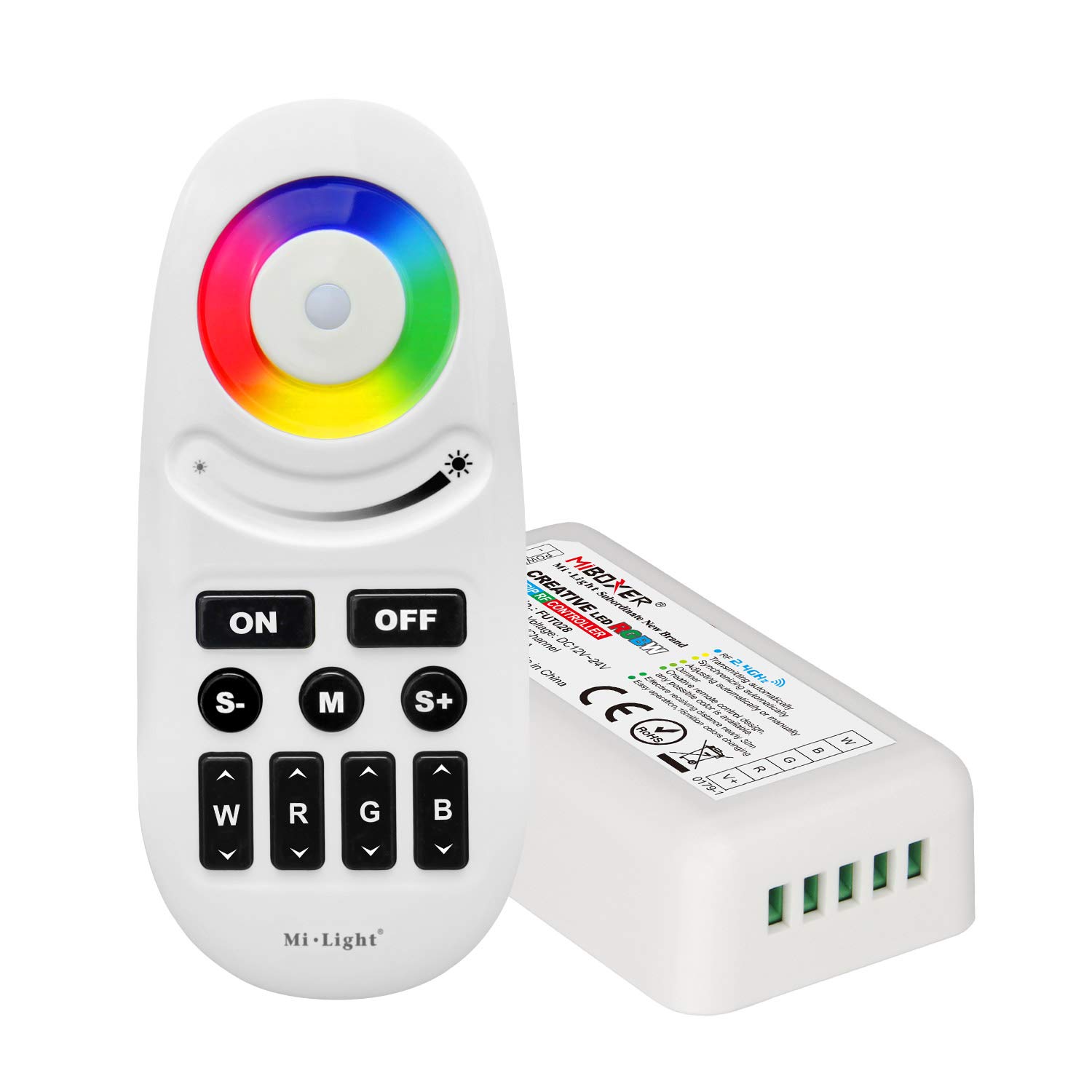 LIGHTEU®, 2.4GHz LED Remote Control and RF Controller for The RGBW (RGB+White) LED Strips, Synchronous Control, Milight Miboxer fut028