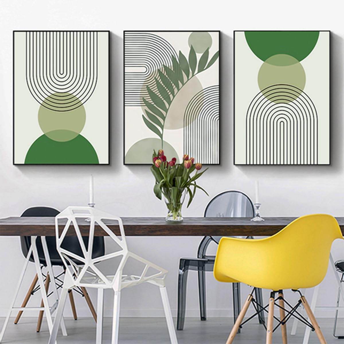 JNAOZI Aesthetic Plant Pictures, Boho Decorative Pictures, Modern Abstract Art Wall Pictures, Bohemian Poster Set, Without Frame (Set 04, 60 x 90 cm x 3 Pieces)