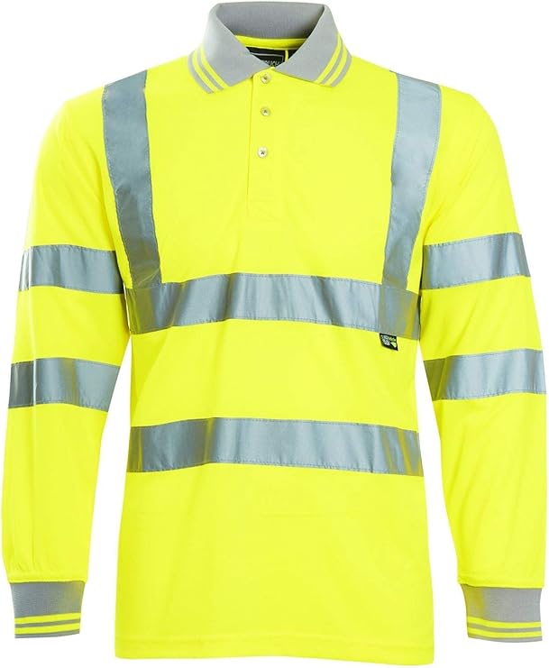 shelikes Mens Hi Vis Viz High Visibility Reflective Tape Safety Polo