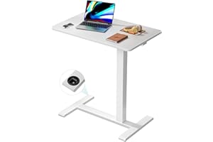 NICECOZY Medical Adjustable Overbed Bedside Table with Wheels, Rolling Laptop Table, Mobile Standing Desk for Home and Hospital, White