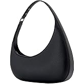 Cyashipin Small Black Leather Purse for Women Trendy Crescent Shoulder Bag Handmade Lightweight Dressy Evening Clutch