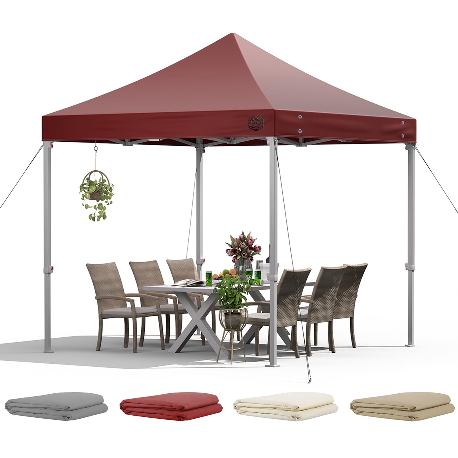 Photo 1 of 10x10 Heavy Duty Pop Up Canopy Replacement Top, 10x10 Canopy Replacement Top Waterproof UV Protection,600D Oxford Fabric Outdoor Tent Cover for Backyard/Patios/Parties/Camping Sun Shade (Burgundy)