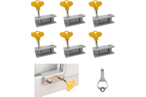 ADLUKAE Sliding Window Locks Security - 6 Sets Window Locks for Vertical Horizontal Sliding Windows, Adjustable Sliding Door Lock with Key, Easy to Install Window Stoppers for Bedroom, Living Room and Office