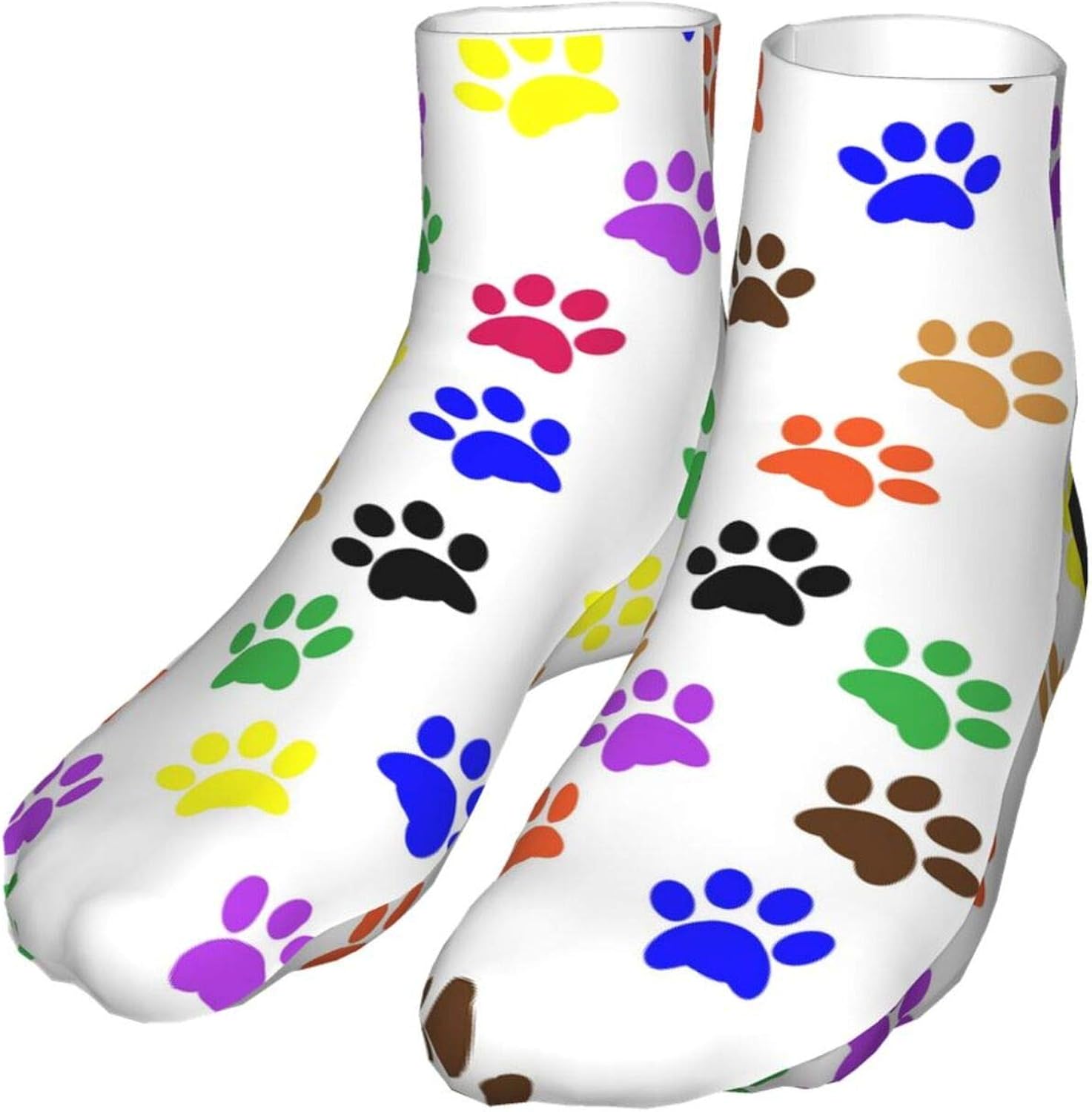 Colorful Dog Paw Cute Ankle Socks Comfortable Crew Socks