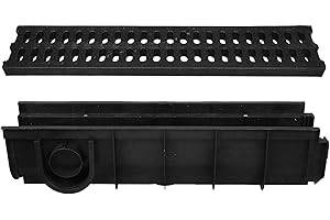 Toddmomy Hdpe Channel Drain Kit with Plastic Grate for Outdoor Drainage in Driveways Patios and Garages