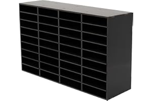 MhdunueSK Literature Organizer, Desktop File Sorter Mail Center, Paper Storage Cabinet with 36 Slots Compartments for Home School Office (36 Slots Black)