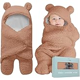 BlueMello Baby Swaddle Blanket | Ultra-Soft Plush Essential for Infants 0-6 Months | Receiving Swaddling Wrap Brown | Ideal N