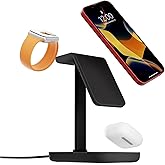 Twelve South HiRise 3 | 3-in-1 Magnetic Charging Station for iPhone, AirPods and Apple Watch + 5 ft USB-C Cable (Black)