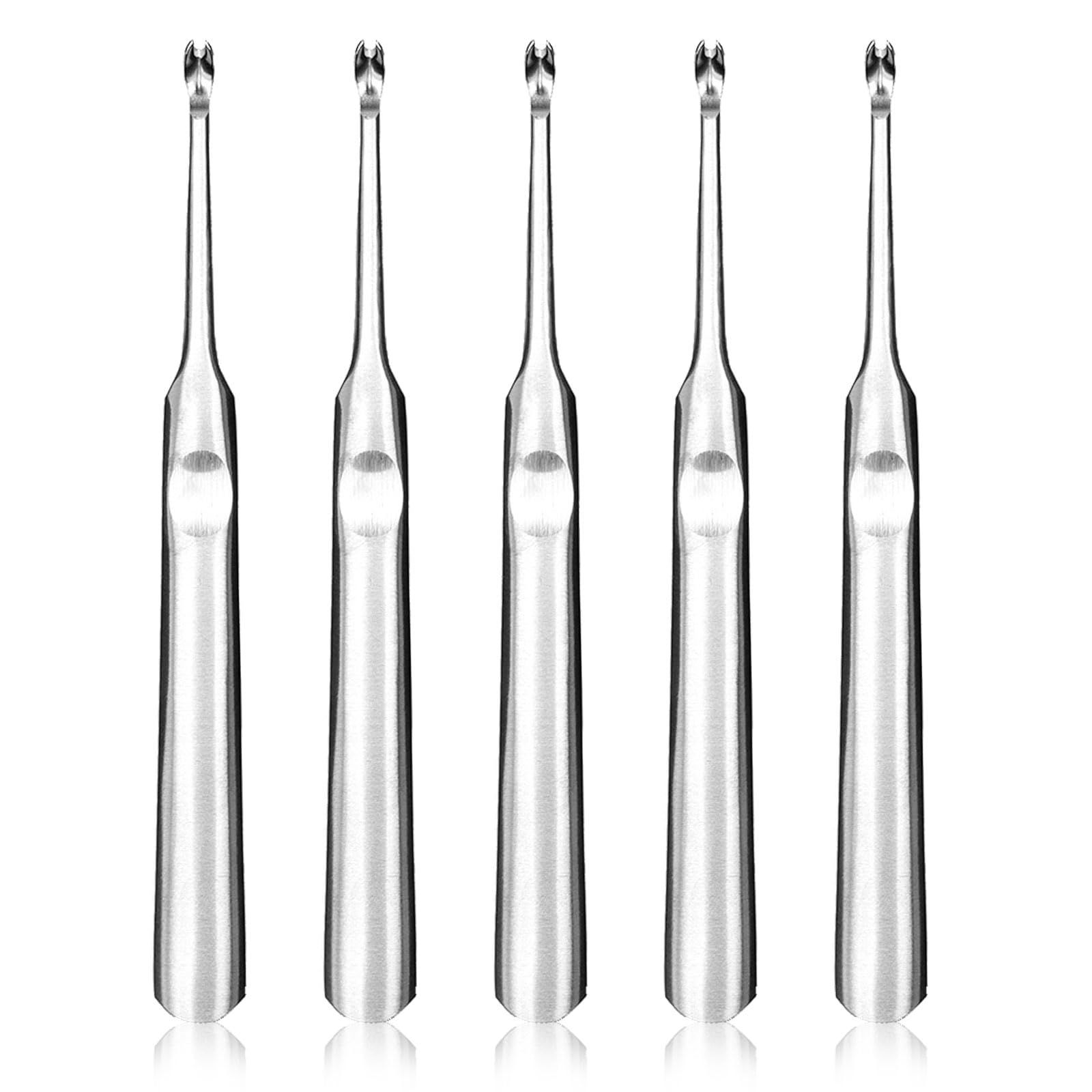 EUPSIIU 5 Pack Cuticle Trimmer, Nail Cuticle Remover, Nail Art Tools, Pusher Manicure Dead Skin Removal Tool, Cuticle Pusher, Nail Cleaner Tool, Anti-slip Manicure Pedicure Trimmer (Silver)