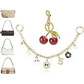 KASTANNY 2 Piece Handbag Chain Strap, Cherry Bag Charm Purse Charm Keychain, Clutch Handle Chain Decorative Strap Buckle Crossbody Shoulder Handbag Purse