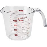 GoodCook Everyday 4-Cup Liquid Measuring Cup, Clear Plastic with Easy-to-Read Markings, Tapered Pour Spout, Comfortable Handle, Measures in Cups, Ounces, Pints, and Milliliters