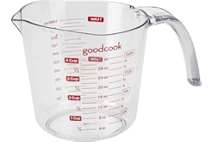 GoodCook Everyday 4-Cup Liquid Measuring Cup, Clear Plastic with Easy-to-Read Markings, Tapered Pour Spout, Comfortable Handl