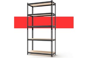 SYLOUGH 28"W "Father&I" 5-Shelf Industrial Metal Steel Garage/Tote Storage Shelves Heavy-Duty Adjustable Rack: Tall Shelving Units Organizer for Closet/Basement/Pantry/Shop/School 60"H*28W*12"D, Black