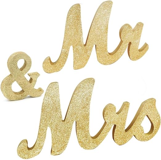 Amazon Com Awtlife 30 X 6 Gold Glitter Mr And Mrs Letters For