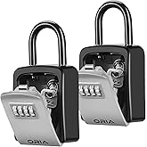 ORIA Key Lock Box, Lock Box for Keys Outdoor with Combination, Shackle, Weatherproof, for House, Hotel or Car - BlackSilver, 