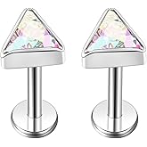 BelezaDosas G23 Hypoallergenic 18g Flat Back Studs Earrings F136 Implant Grade Titanium Tiny Press Fit Threadless Push in Cartilage Helix Labret Lip Conch Tragus Piercing Jewelry
