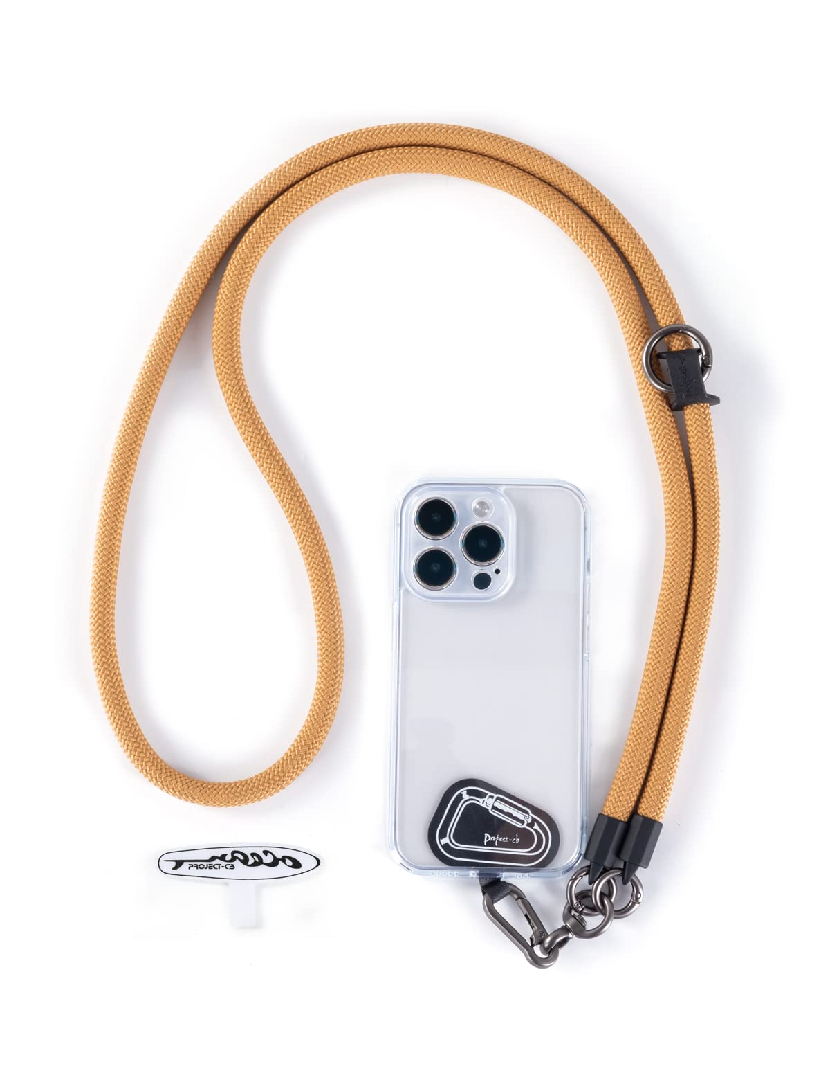 project-cb Cell Phone Lanyard ×1, Tether Tab ×2, Universal Adjustable Phone Strap, Crossbody, Neck Phone Lanyard, Rope Strap (Khaki)