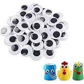 200pcs 25mm/1 inch Wiggle Googly Eyes with Self-Adhesive Round Black & White Eyes for DIY Arts Craft Supplies Party Decoratio