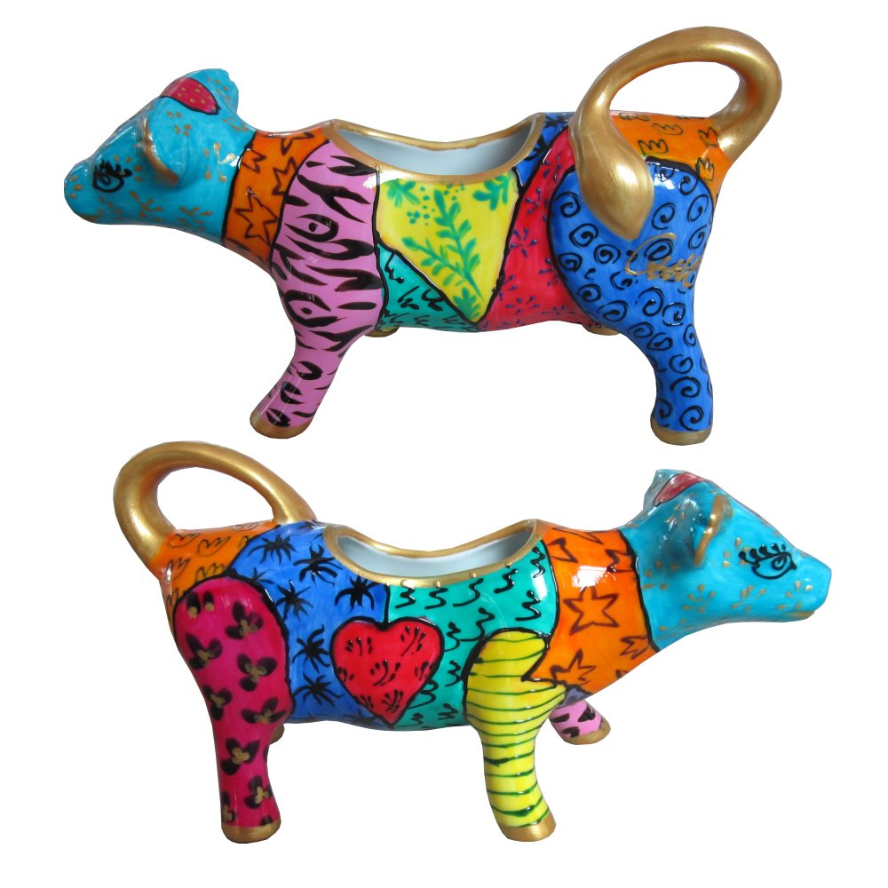 Mil jug 'Africa' a Joyous Hand Painted Cow Creamer Jug; This Unique Design to Decorate The Kitchen Luxury Gift Box