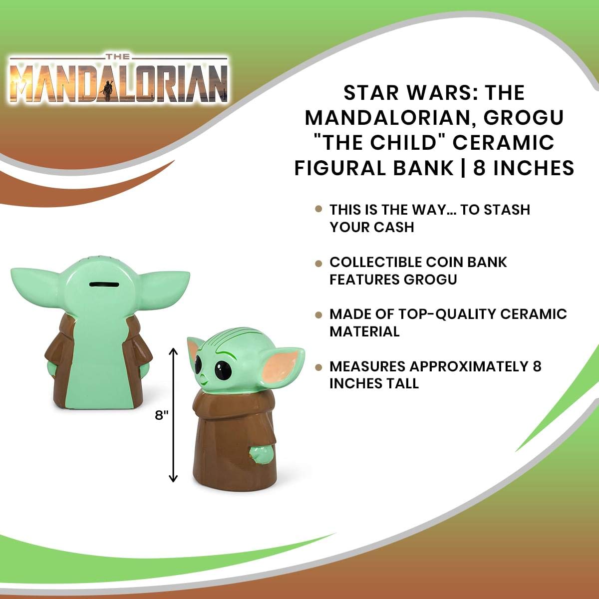 Silver Buffalo Star War's The Mandalorian The Child Large Ceramic Coin Bank