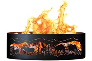 Q QUALITY BRAND COMPANY PD Metals FER00648 Fighting Elk Unpainted 12 in. Tall 48 in. Diameter Outdoor Fire Ring - 48 x 48 x 12 in. - Rustic Black Color
