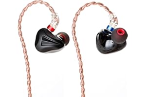 HiFiGo CVJ Freedom 5 Hybrid Drivers in-Ear Monitors, 1 Nanophase Ceramic DD + 4 Customized BA in-Ear Earphones IEMs with 4 Switchable Tuning Modes and 3 Types Plug (Black)