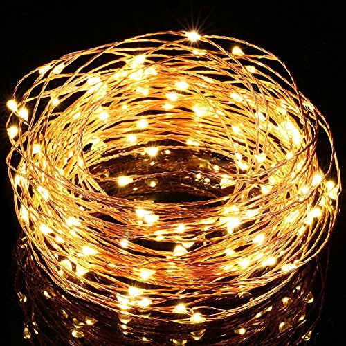 BXROIU 200LEDs Catena di luci solare, Filo di rame da 20 metri, impermeabile IP65, per esterni, per matrimoni, feste e Natale, illuminazione per edifici da giardino (Bianco caldo)