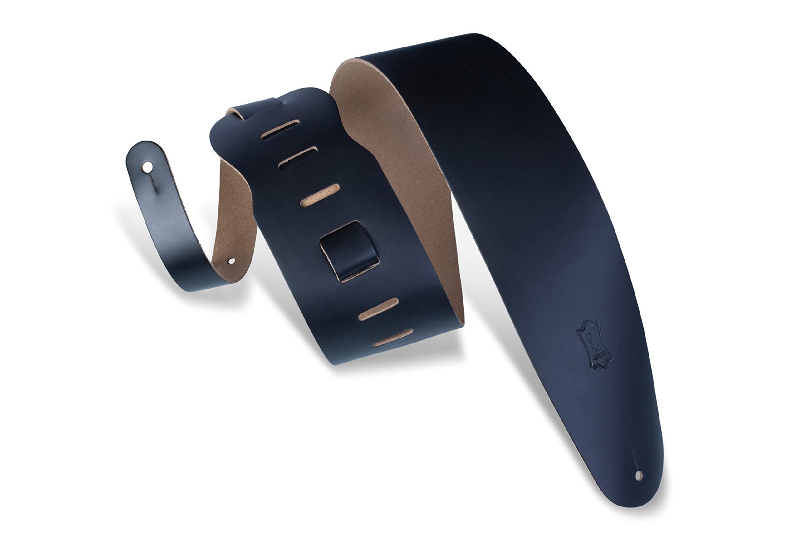 Levy's M4?BLK 3.5-inch Leather Bass Guitar Strap ? Black