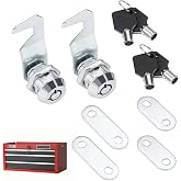 Silver Tool Box Locks with Keys Compatible with Craftsman Tool Box, 5/8"(17mm) Tubular Cam Tool Box Replacement Locks with Hook Cam,Tool Box Latch Replacement, Fits Craftsman Tool Box,2 Sets