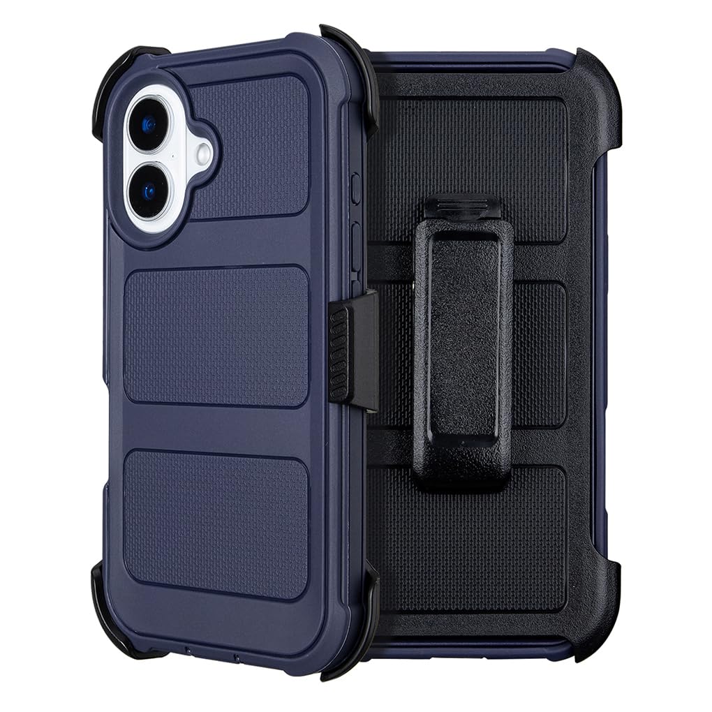 Saiboro for iPhone 17 Belt Clip Case Holster with Stand, Shockproof Heavy Duty Rugged, 2 Layers of Sturdy for iPhone Case 17,for Protective iPhone 17 Case Defender(Blue)