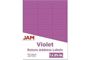 JAM PAPER Return Address Labels - Standard Mailing - 1 x 2 5/8 - Violet - 120 Shipping Labels/Pack