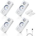 NIEGNOWOO LED Motion Sensor Puck Lights, Rechargeable Cabinet Lights, Stick on Wireless LED Night Light for Closet, Drawer, Shelf, Under Cabinet, Warm White 4Pack, USB Charging Cord Included