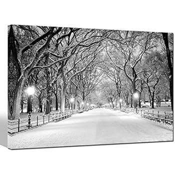 Sea Charm - Winter Canvas Wall Art Peaceful Landscape Painting New York Central Park Picture Printed on Canvas Modern Home Decoration,Framed Canvas Art Ready to Hang,-24