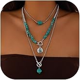 Your Always Charm Boho Layered Necklaces for Women Trendy Dainty Western Turquoise Choker Necklace Country Western Boho Jewelry for Women